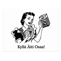 Kyllä äiti osaa -postikortti (retro) post cards