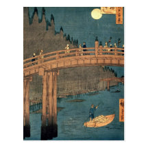 Kyoto bridge by moonlight postcards