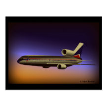 L-1011 Tristar Dusk flight Postcard