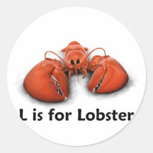 L is for Lobster Round Sticker