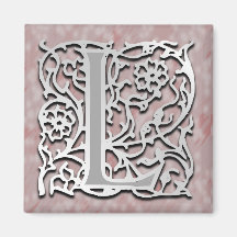 L Monogram "Silver Stone" Square Magnet