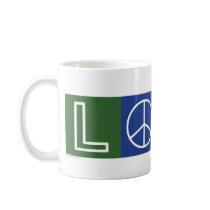 L-O-V-E -  Heart and Peace Sign Mug