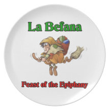 La Befana (Christmas Witch) Feast of the Epiphany. Party Plate