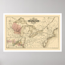 La Crosse & Milwaukee Railroad Map 1855 Poster