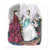 La Mode Illustree Burgundy and Seafoam Gowns