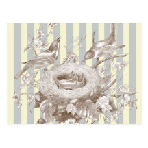 La Petite Famille on blue and cream background Post Cards