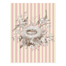 La Petite Famille on pink and cream background Postcard