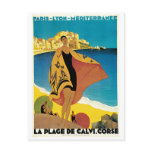 La Plage de Calvi, France vintage travel poster Post Cards