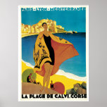 La Plage De Calvi Vintage Travel Poster