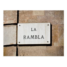 La Rambla Barcelona Spain Postcard Sign