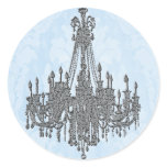 La Silver Sparkle and Damask Blue Chandelier Seal stickers