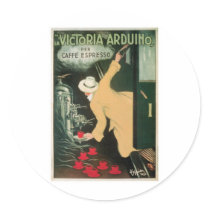 La Victoria Arduino Vintage Coffee Drink Ad Art Round Stickers