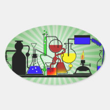 LAB WARE - LABORATORY  GLASSWARE MAD SCIENTIST OVAL STICKERS
