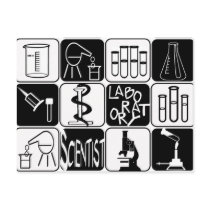 LABORATORY SCIENTIST SYMBOLS AND TOOLS POST CARD