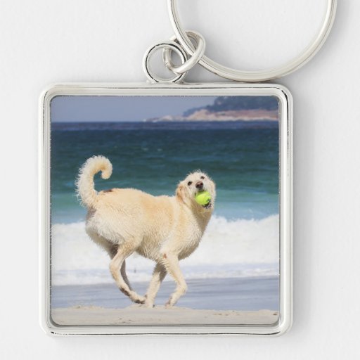 Labradoodle Happy Day on the Beach Keychain