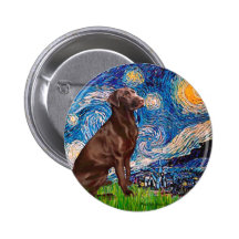Labrador (Chocolate1) - Starry Night Pinback Buttons