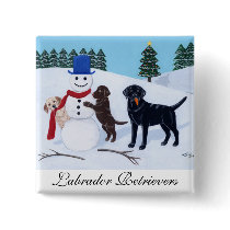 Labrador Christmas with Snowman