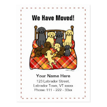 Labrador Dogs Cartoon Moving Annoucement Postcards