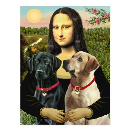 Labrador pair (B+Y) - Mona Lisa Postcards