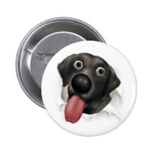 Labrador Retriever (Black) Busting Out Pinback Buttons