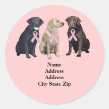 Labrador Retriever Breast Cancer Address Label Stickers