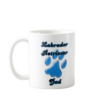 Labrador Retriever Dad Blue Pawprint  Mugs