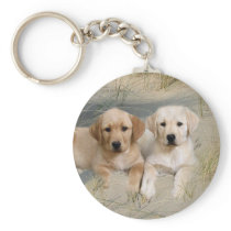 Labrador Retriever Keychain Pups On Beach
