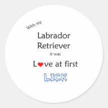 Labrador Retriever Lick Design Round Stickers