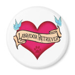 Labrador Retriever Tattoo Heart magnets