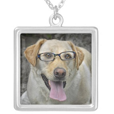 Labrador with Reading Glasses Necklace by debsimonphotos