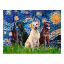 Labradors (3) - Starry Night Postcards