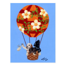 Labradors & Hot Air Balloon Painting Post Cards