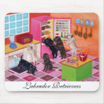 Labradors in the Kitchen Painting Mouse Mats