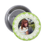 Lace and Plaid -butterfly on green- Pinback Button