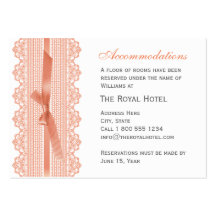 Lace and Ribbon accommodation cards peach Business Card Template