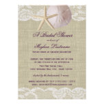 Lace and Sand Dollar Beach Bridal Shower Announcement
