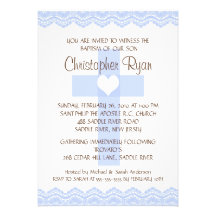Lace Cross Baby Boy Baptism Inviation Personalised Invite