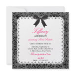 Lace & Damask with Black Bow Sweet 16 Birthday Custom Announcement
