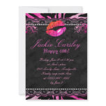 Lace Diamonds Birthday Party Zebra Pink Lips Sd 2 invitations