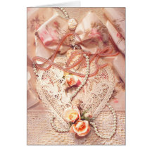 LACE HEART & PEARLS by SHARON SHARPE Greeting Cards