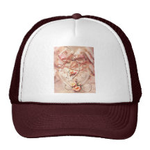 LACE HEART & PEARLS by SHARON SHARPE Mesh Hat