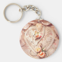 LACE HEART, ROSES & PEARLS by SHARON SHARPE Keychains