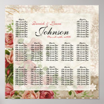 Lace Swirl Tea Rose Vintage - Table Seating Chart Poster
