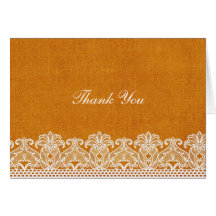 Lace Thank You (Yellow) Greeting Cards