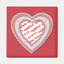 Laced Heart Shaped Photo Frame Magnets