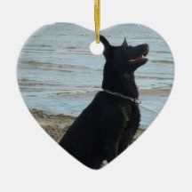 Lacquer Black German Shepherd Ornament