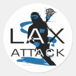 Lacrosse Girls LAX Attack Blue Round Stickers