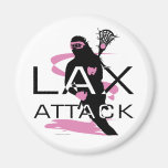 Lacrosse Girls LAX Attack Pink Fridge Magnet