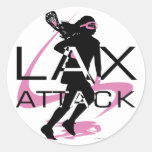 Lacrosse Girls LAX Attack Pink Round Sticker