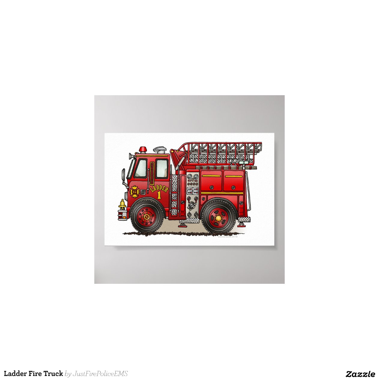 Ladder Fire Truck Print | Zazzle